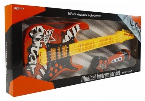 LEAN Toys Gitara Elektryczna Mikrofon Struny Czerwona