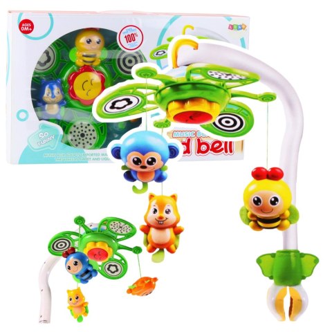LEAN Toys Karuzelka do Łóżeczka z Pozytywką Bed Bell Zawieszki Zwierzątka 2w1