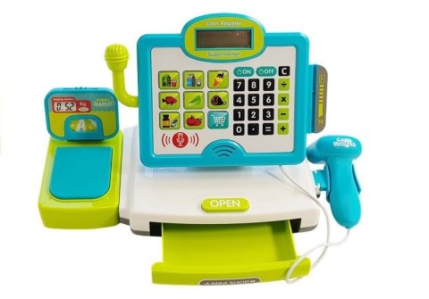 LEAN Toys Kasa Sklepowa dla Dzieci Niebieska z Koszykiem