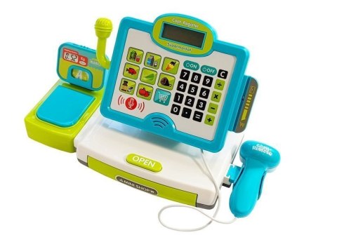 LEAN Toys Kasa Sklepowa dla Dzieci Niebieska z Koszykiem