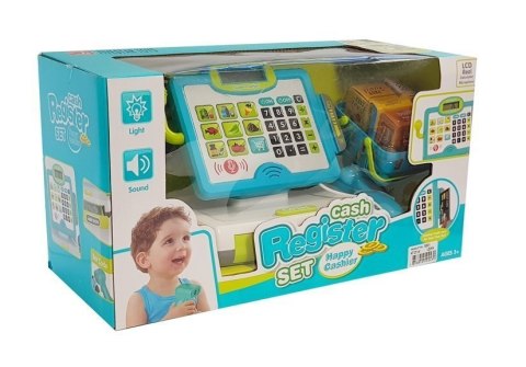 LEAN Toys Kasa Sklepowa dla Dzieci Niebieska z Koszykiem