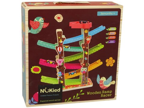 LEAN Toys Kolorowy Tor Dla Autek Zjeżdżalnia Drzewko 6 Poziomów