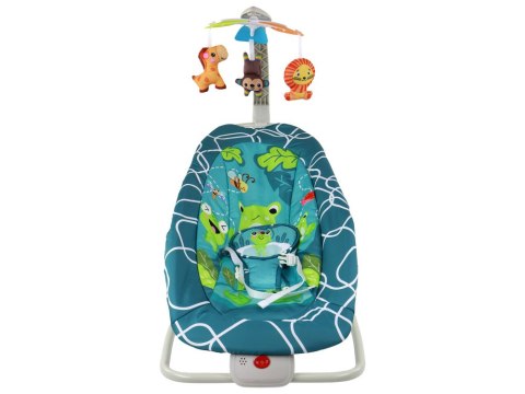 LEAN Toys Leżaczek Bujaczek 2w1 Dziecięcy Bujak Fotelik Dźwięki Wibracje Żabka