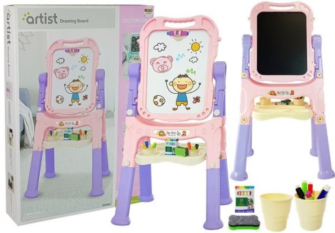 LEAN Toys Tablica Magnetyczna Kredowa 2w1 Różowo-Fioletowa Akcesoria