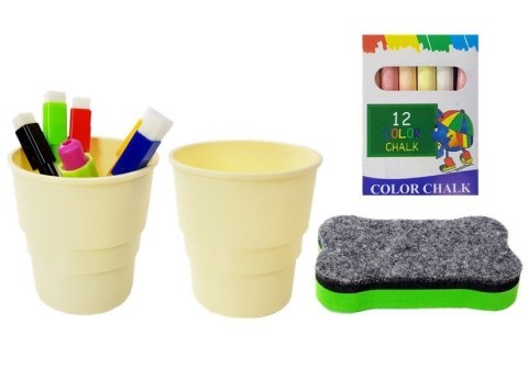 LEAN Toys Tablica Magnetyczna Kredowa 2w1 Różowo-Fioletowa Akcesoria