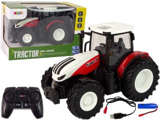 LEAN Toys Traktor Rolniczy 1:24 Zdalnie sterowany R/C Pilot Farma Biało Czerwony