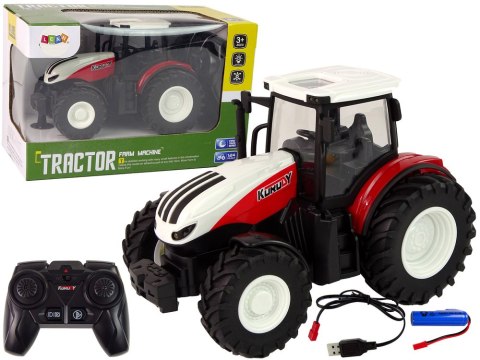 LEAN Toys Traktor Rolniczy 1:24 Zdalnie sterowany R/C Pilot Farma Biało Czerwony