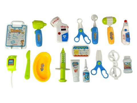 LEAN Toys Zestaw Lekarski na Wózku Stolik Lekarski Doktor 17 Elementów EKG