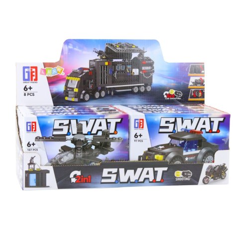 LEAN TOYS Klocki Konstrukcyjne Pojazdy Środki Transportu SWAT 2w1 92-117 el.