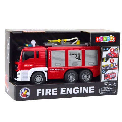 LEAN Toys Auto Samochód Strażacki Wóz Z Napędem Woda Światła Dźwięk