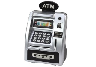 LEAN Toys Bankomat Skarbonka Dla Dzieci Nauka Oszczędzania Srebrno Czarny