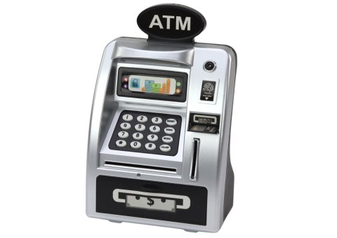 LEAN Toys Bankomat Skarbonka Dla Dzieci Nauka Oszczędzania Srebrno Czarny