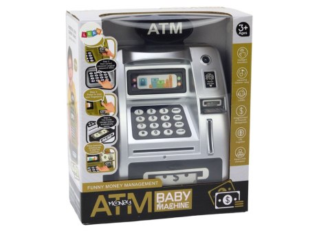 LEAN Toys Bankomat Skarbonka Dla Dzieci Nauka Oszczędzania Srebrno Czarny