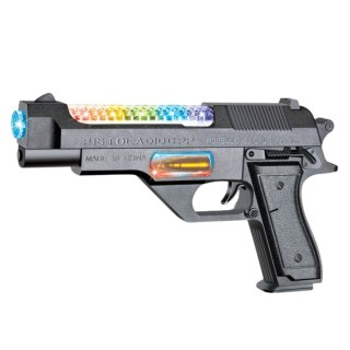 LEAN Toys Broń Pistolet Na Baterie Kolorowe Światła Dźwięki 24cm