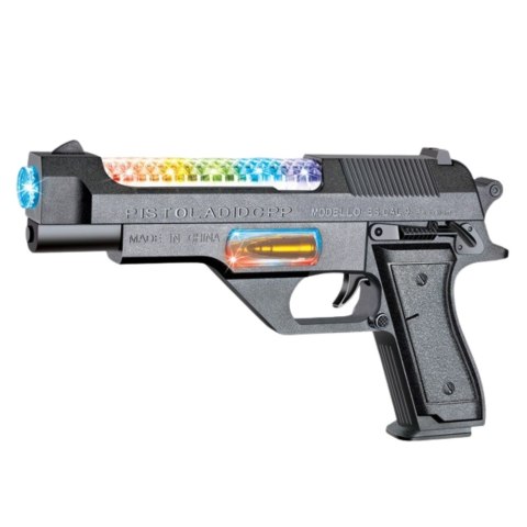 LEAN Toys Broń Pistolet Na Baterie Kolorowe Światła Dźwięki 24cm