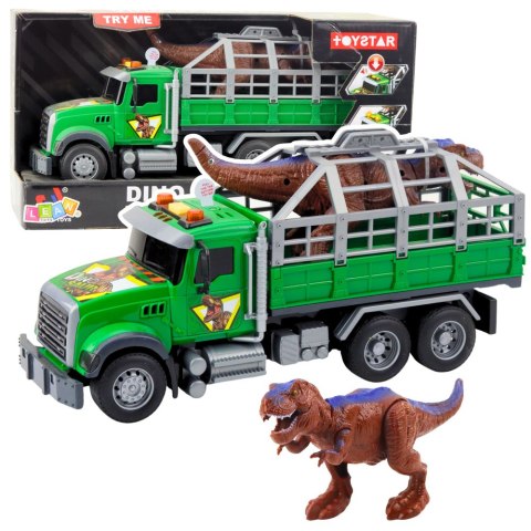 LEAN Toys Ciężarówka Transport Dinozaurów Figurka Dinozaura Światła Dźwięki Zielona