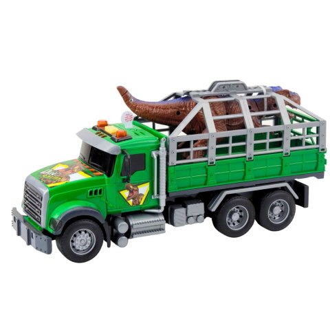 LEAN Toys Ciężarówka Transport Dinozaurów Figurka Dinozaura Światła Dźwięki Zielona