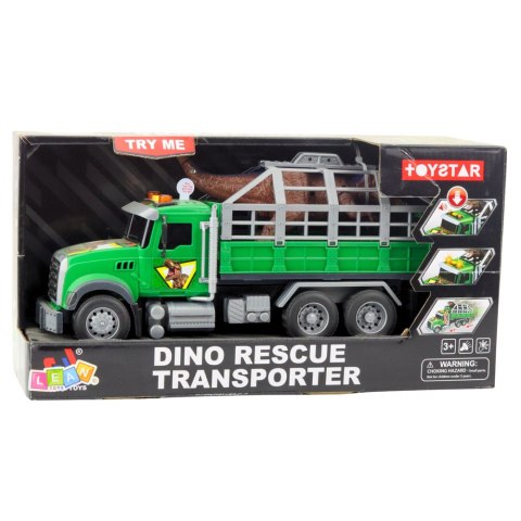 LEAN Toys Ciężarówka Transport Dinozaurów Figurka Dinozaura Światła Dźwięki Zielona