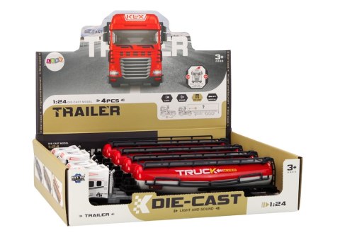 LEAN Toys Ciężarówka Z Przyczepą Cysterna TIR 1:24 Auto Ciężarowe Światła Dźwięki