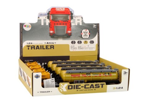 LEAN Toys Cysterna Z Paliwem Ciężarówka TIR 1:24 Przyczepa Dźwięki Światła Żółta