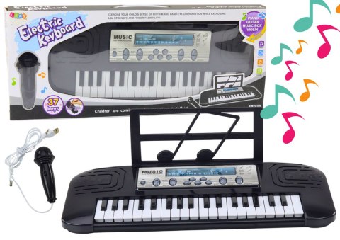 LEAN Toys Elektryczne Pianinko Dla Dzieci Stojak Mikrofon Czarne