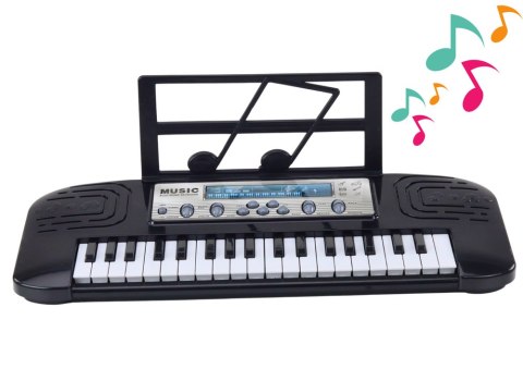 LEAN Toys Elektryczne Pianinko Dla Dzieci Stojak Mikrofon Czarne