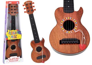 LEAN Toys Gitara Zabawkowa Dla Dzieci Brązowa Drewno Kostka Do Gry