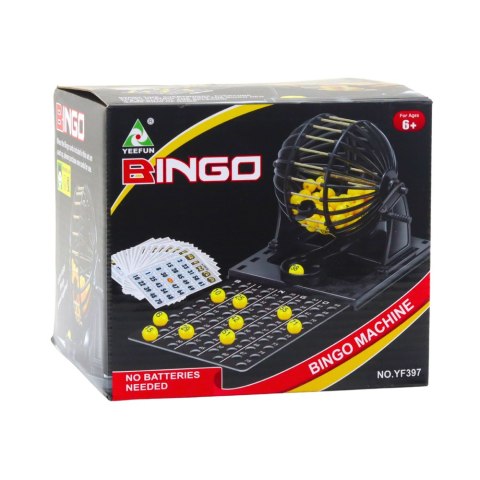 LEAN Toys Gra Rodzinna Bingo Maszyna Losująca Klasyczna 80 Kulek 20 Kart