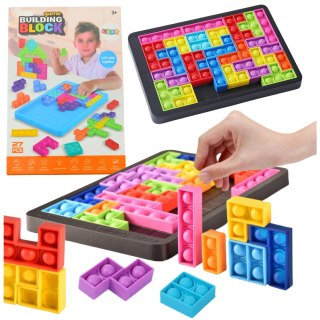 LEAN Toys Gra Tetris Pop-It Układanka Puzzle 3w1 Sensoryczna Kolorowa 27el