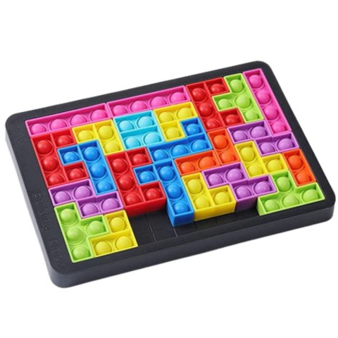 LEAN Toys Gra Tetris Pop-It Układanka Puzzle 3w1 Sensoryczna Kolorowa 27el