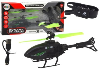 LEAN Toys Helikopter Sterowany Dłonią Opaska Czarno-Zielony