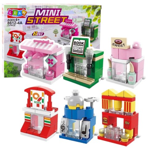 LEAN Toys Klocki Konstrukcyjne Mini Street 6w1 Miasteczko Sklepy Budynki 137 el.