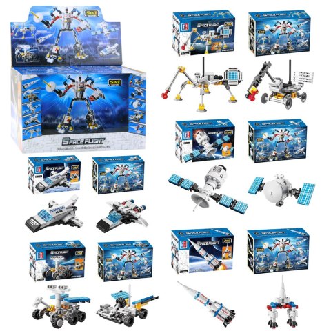 LEAN Toys Klocki Konstrukcyjne Zestaw Kosmiczny Rakiety Anteny Roboty 2w1 44-54 el.