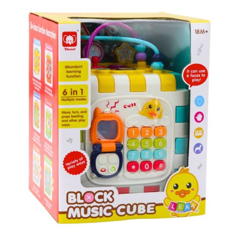 LEAN Toys Kostka Edukacyjna Muzyczna Interaktywna Dla Malucha 6w1