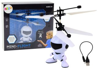 LEAN Toys Latający Astronauta Sterowany Ręką Dron Helikopter Biały