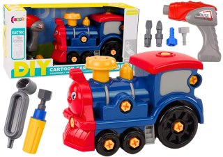 LEAN Toys Lokomotywa Do Skręcania Kreskówkowa DIY Granatowa