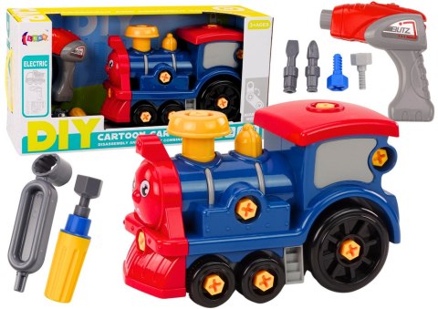 LEAN Toys Lokomotywa Do Skręcania Kreskówkowa DIY Granatowa