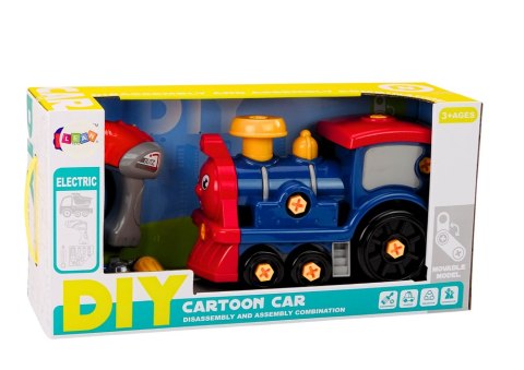 LEAN Toys Lokomotywa Do Skręcania Kreskówkowa DIY Granatowa