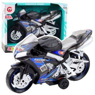 LEAN Toys Motor Wyścigowy Ścigacz Napęd Światła Dźwięki Czarno-Niebieski