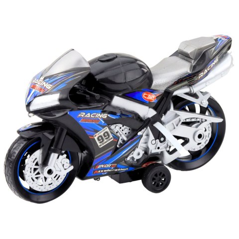 LEAN Toys Motor Wyścigowy Ścigacz Napęd Światła Dźwięki Czarno-Niebieski