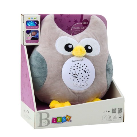 LEAN Toys Pluszowa Sówka Usypiająca Przytulanka Projektor Dźwięk