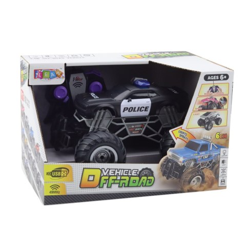 LEAN Toys Samochód Terenowy Policyjny Zdalnie Sterowany RC 1:16 Światła Dym
