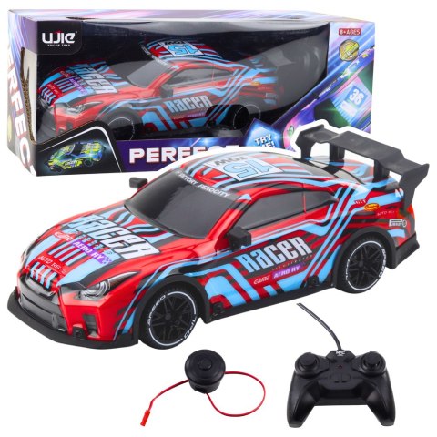 LEAN Toys Samochód Wyścigowy Zdalnie Sterowane RC Świecąca Karoseria Niebiesko-Czerwony