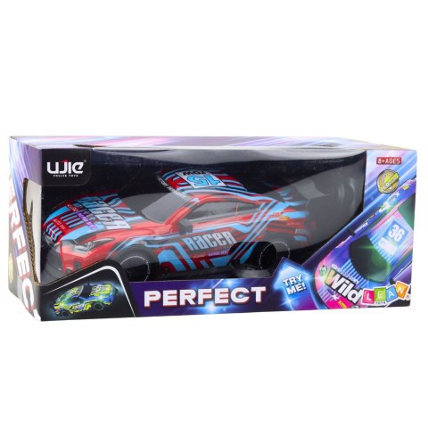 LEAN Toys Samochód Wyścigowy Zdalnie Sterowane RC Świecąca Karoseria Niebiesko-Czerwony