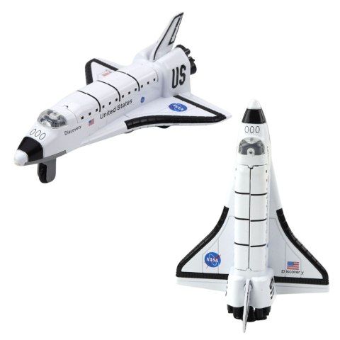 LEAN Toys Statek Kosmiczny Metalowy Napęd Pull-Back Biały Oznaczenia