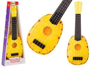 LEAN Toys Ukulele Dla Dzieci Mini Gitara 4 Struny Motyw Ananasa Gitarka Żółta