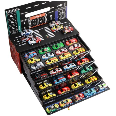 LEAN Toys Zestaw Autka Z Napędem Pull-Back W Kontenerze 48 szt.