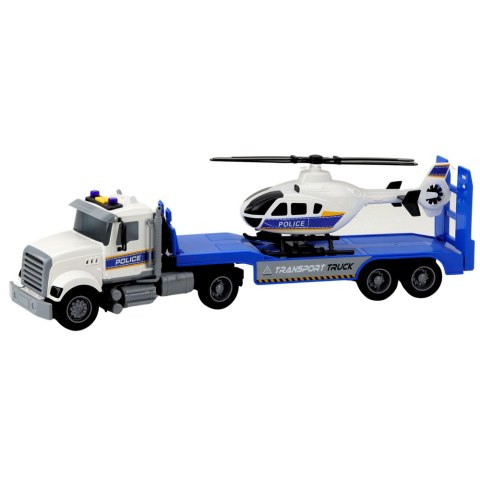 LEAN Toys Zestaw Ciężarówka Policyjna Transportowa Helikopter Światła Dźwięki