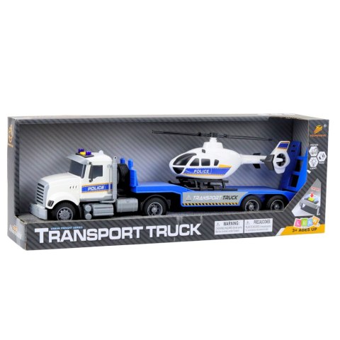 LEAN Toys Zestaw Ciężarówka Policyjna Transportowa Helikopter Światła Dźwięki
