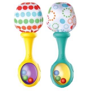 LEAN Toys Zestaw Grzechotki Z Miękką Piłeczką Wzorki Żółta Zielona 2szt